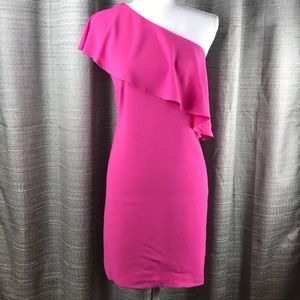NWT Charles Henry One Shoulder Ruffle Dress